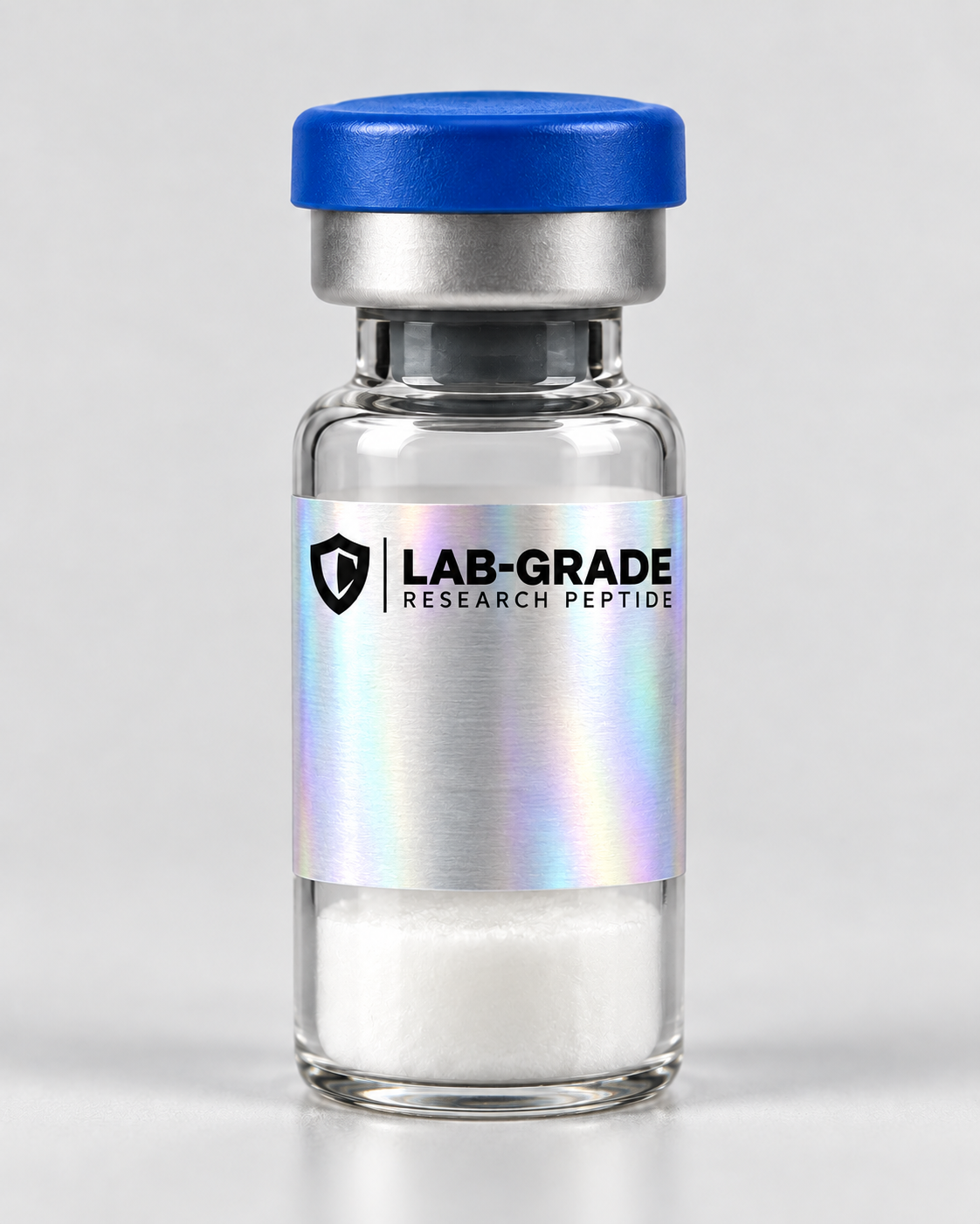 Illustrative VIP mockup, blue flip-off cap and silver holographic label