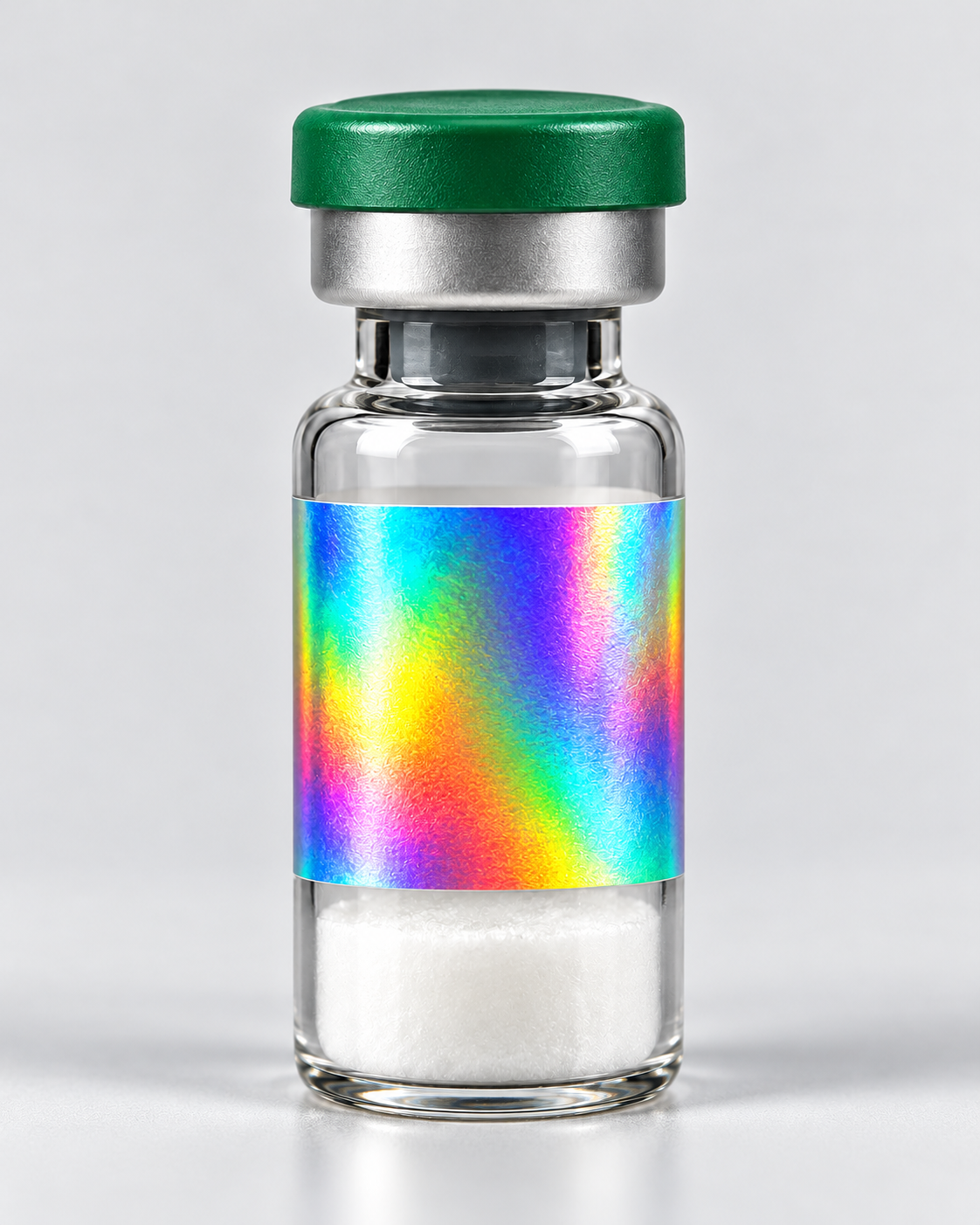 Illustrative KPV mockup, green flip-off cap and silver holographic label