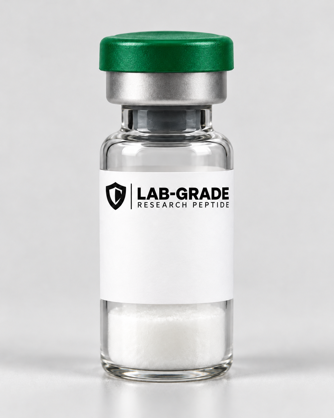 Illustrative Oxytocin mockup, green flip-off cap and white label